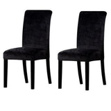 Velvet Stretch Removable Dining Chair Cover Covers Home Seat Slipcover (Black)