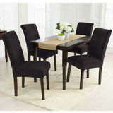 Velvet Stretch Removable Dining Chair Cover Covers Home Seat Slipcover (Black)