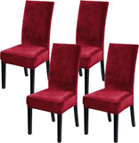 Velvet Stretch Removable Dining Chair Cover Covers Home Seat Slipcover (Wine Red)