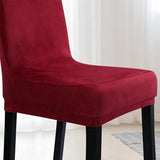 Velvet Stretch Removable Dining Chair Cover Covers Home Seat Slipcover (Wine Red)
