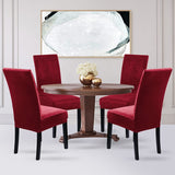 Velvet Stretch Removable Dining Chair Cover Covers Home Seat Slipcover (Wine Red)