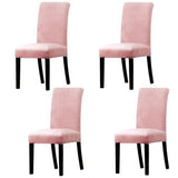 Velvet Stretch Removable Dining Chair Cover Covers Home Seat Slipcover (Light Pink)