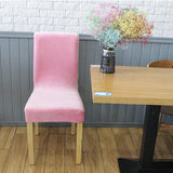 Velvet Stretch Removable Dining Chair Cover Covers Home Seat Slipcover (Light Pink)