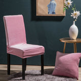 Velvet Stretch Removable Dining Chair Cover Covers Home Seat Slipcover (Light Pink)