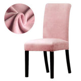 Velvet Stretch Removable Dining Chair Cover Covers Home Seat Slipcover (Light Pink)
