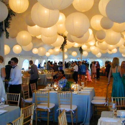 40PCs White Paper Lantern Lampshade Party Decoration(10x8"+10x10"+10x12"+10x14")