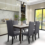 Velvet Stretch Removable Dining Chair Cover Covers Home Seat Slipcover (Dark Grey)