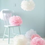 12 Tissue  Pompoms (Pink+ White+ Ivory)
