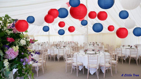 12/24 Mixed Paper Lanterns (Dark Blue +Red +White)