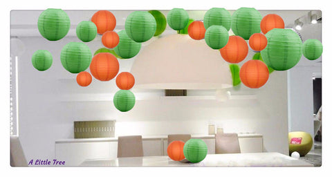 12/24 Mixed Paper Lanterns (Green + Orange)