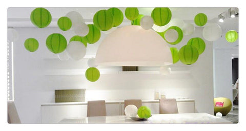 12/24 Mixed Paper Lanterns (Green +White)