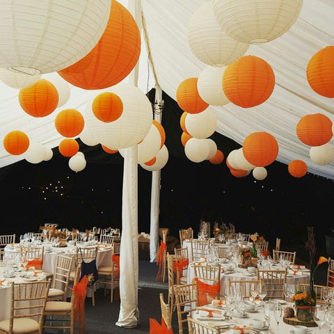 12/24 Mixed Paper Lanterns (Orange + Ivory )