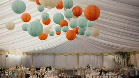 12/24 Mixed Paper Lanterns (Mint +Orange +Ivory)