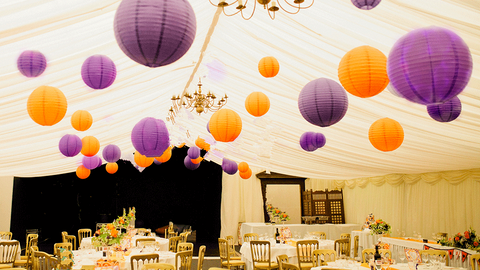 12/24 Mixed Paper Lanterns (Purple + Orange) )