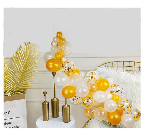 50 Balloon Arch  (White/Gold/Clear)