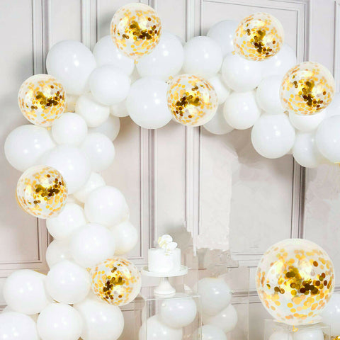 48 Balloon Arch  (White/Gold Confetti)