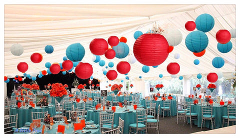 12/24 Mixed Paper Lanterns (Blue+Red+White)