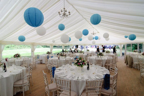 12/24 Mixed Paper Lanterns (Blue +White)