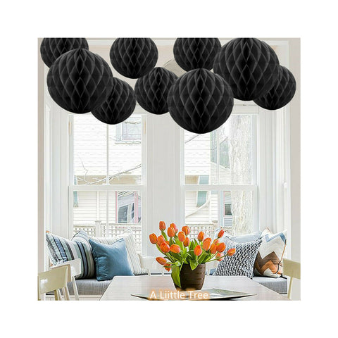 9  Black Honeycomb Pompoms
