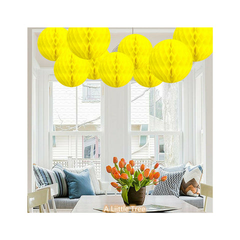 9 Yellow Honeycomb Pompoms