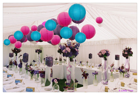 12/24 Mixed Paper Lanterns (Hot Pink+Blue+Purple)