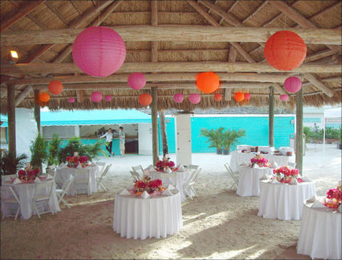 12/24 Mixed Paper Lanterns (Hot Pink + Orange)