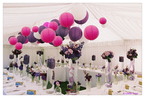 12/24 Mixed Paper Lanterns (Purple+Hot Pink+White)