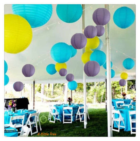 12/24 Mixed Paper Lanterns (Yellow +Light Blue +Lilac)