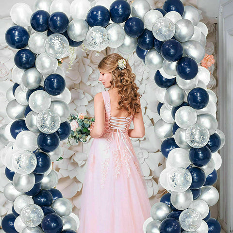 100 Balloon Arch (Navy/White)