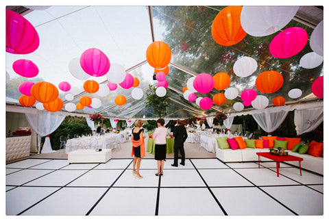 12/24 Mixed Paper Lanterns (Orange+Hot Pink+White)