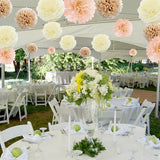 12 Tissue  Pompoms (Peach+ Light Brown+ Ivory)