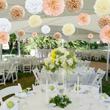 12 Tissue  Pompoms (Peach+ Light Brown+ Ivory+ White)