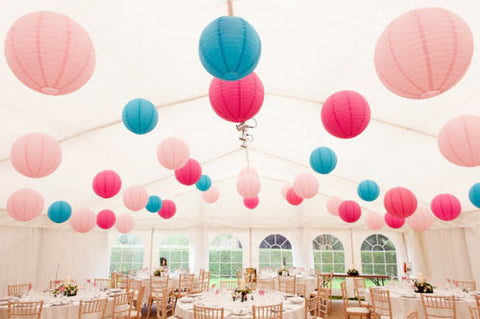 12/24 Mixed Paper Lanterns (Pink+ Hot Pink + Blue)