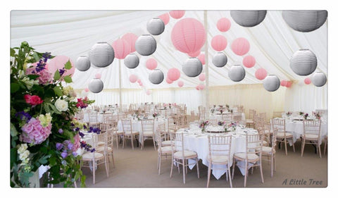 12/24 Mixed Paper Lanterns (Pink + Grey)