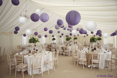 12/24 Mixed Paper Lanterns (Purple +Lilac +White)