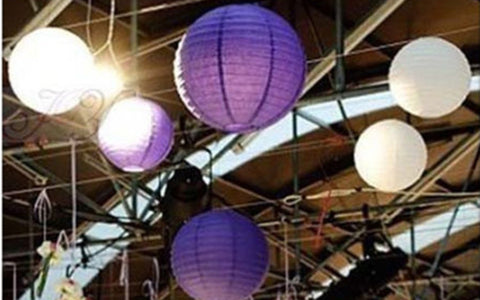 12/24 Mixed Paper Lanterns (Purple + White )