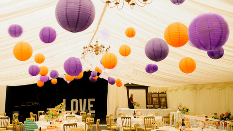 12/24 Mixed Paper Lanterns (Orange+purple+White)