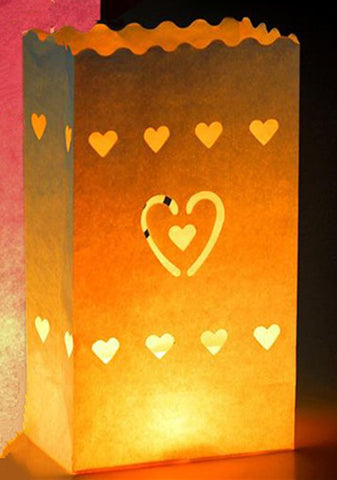 10 Heart Luminary Candle Bags Paper Lanterns Christmas Xmas Snowman Party Decoration